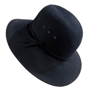 Helen Kaminski Wool Felt Hat Black Wide Brim Made in Australia Vintage Style